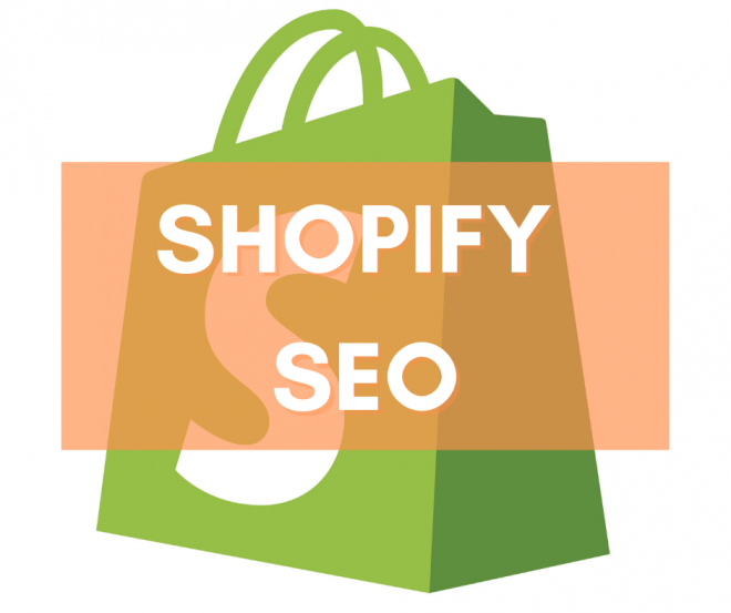 Il logo Shopify con il titolo Shopify SEO